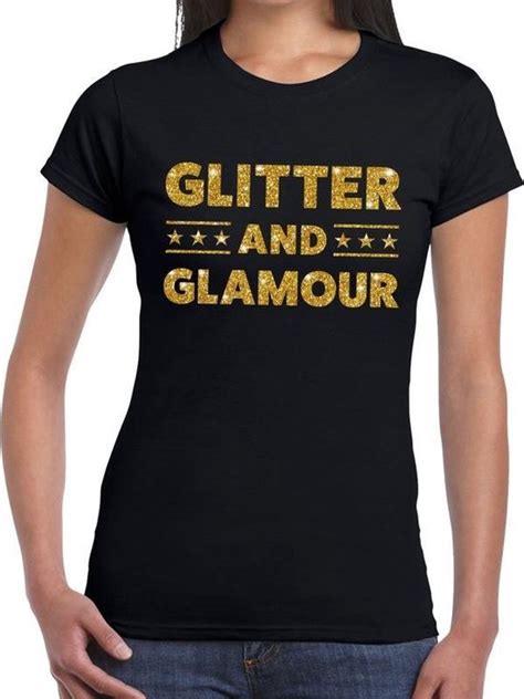 Glitter And Glamour Glitter Tekst T Shirt Zwart Dames Dames Shirt
