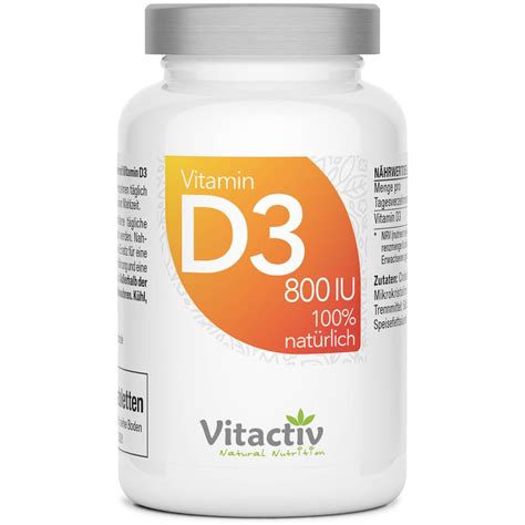 Vitactiv Natural Nutrition Vitamin D3 800 Iu 100 St Shop