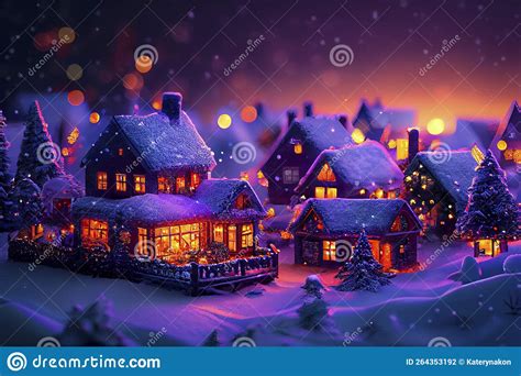 Christmas Village With Snow Winter Village Landscape Christmas