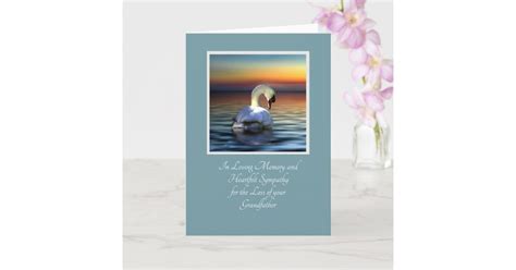 Beautiful Swan Sympathy Loss Of Grandfather Card Zazzle