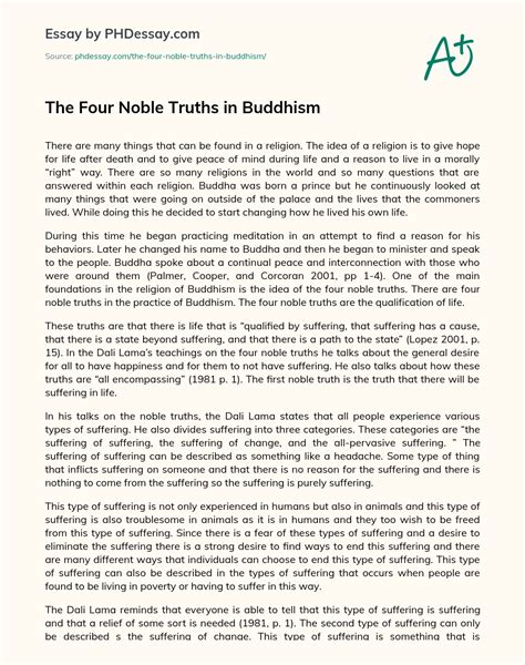 The Four Noble Truths In Buddhism Essay Example
