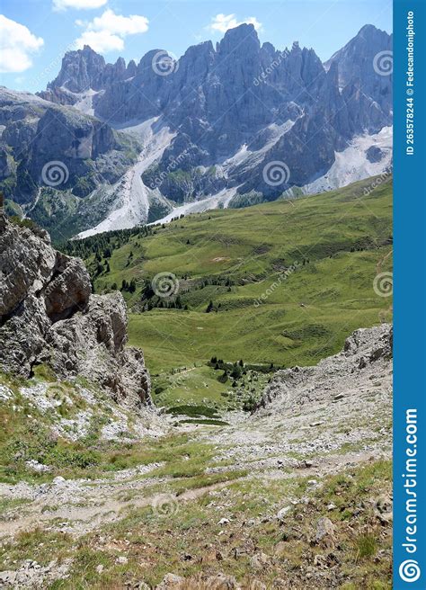 Mountain Panorama Of The Italian Alps In The Dolomites Mountain Stock