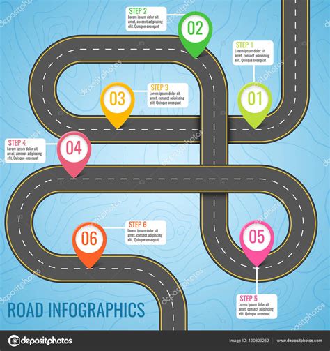 Infografik Vorlage Mit Straßenkarte Mit Zeigern Vektorelemente Von