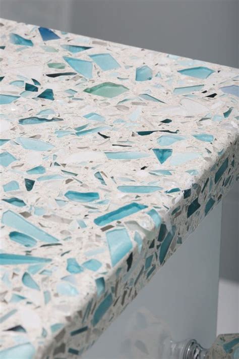 Sea Glass Inspired Recycled Glass Countertop By Vetrazzo Beach Cottage Kitchens Glass