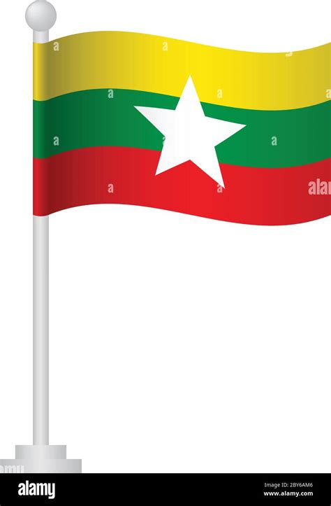 Burma Flag National Flag Of Burma On Pole Vector Stock Vector Image