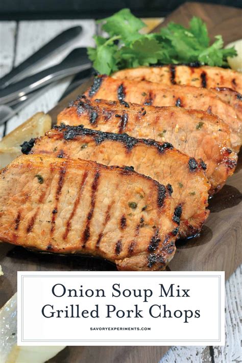 Bake on the middle shelf at 350 degrees for 45 minutes to 1 hr. Onion Soup Mix Grilled Pork Chops - An Easy Pork Chop Recipe