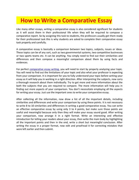 Conclusion Of A Comparative Essay