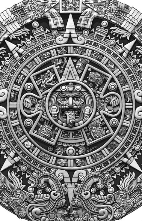 Aztec Calendar Drawing Tattoo