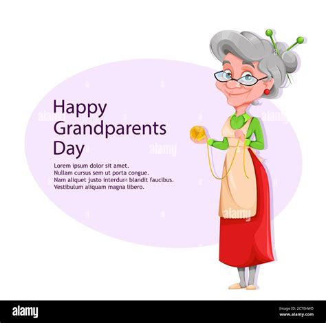 tarjeta de felicitación de día de abuelos con copyspace una mujer vieja sonriente y linda