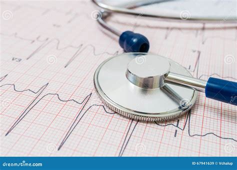 Stethoscope On Ecg Electrocardiogram Chart Stock Image Image Of