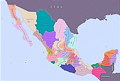 Mapa De México Con Nombres República Mexicana Descargar E Imprimir