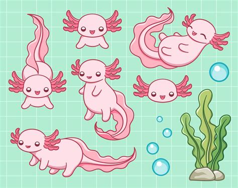 Axolotl Clipart Cute Axolotl Clip Art Printable Stickers For