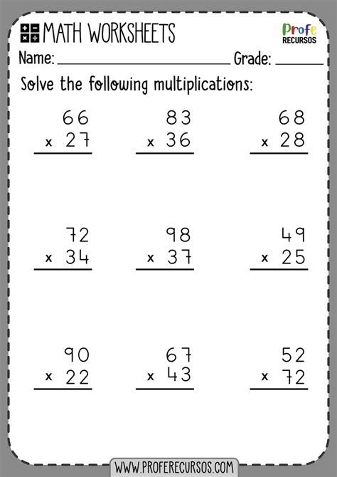 Multiplication 1 Digit By 1 Digit Worksheets