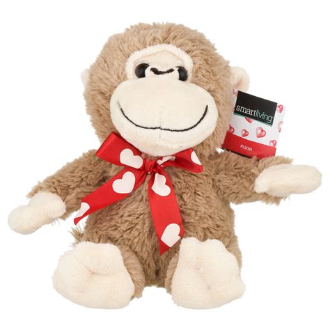 Save On Smart Living Valentine Plush Monkey With Bow Brown Order Online