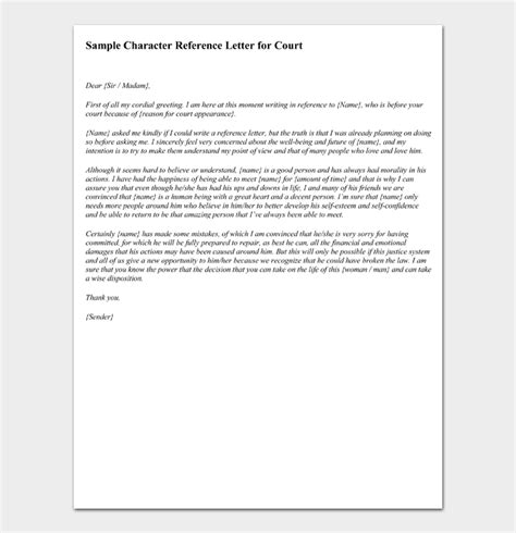 Character Reference Letter For Court 19 Effective Samples Word Pdf