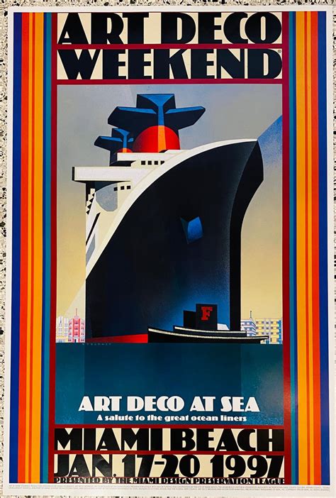 1997 Art Deco Weekend Poster A Salute To The Great Ocean Liners