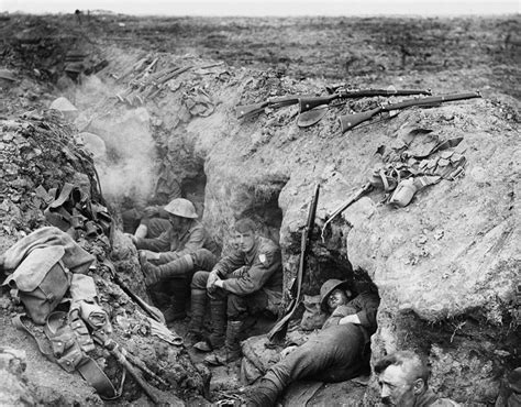 Welsh Guards Rest In A Reserve Trench During The Battle Of Guillemont
