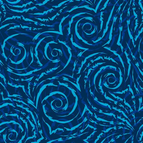 Vector Seamless Pattern Of Turquoise Spirals Of Lines And Corners On A