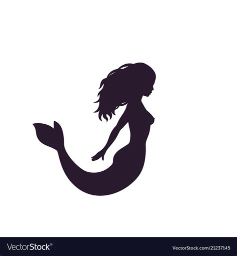 Mermaid Silhouette Isolated On White Royalty Free Vector