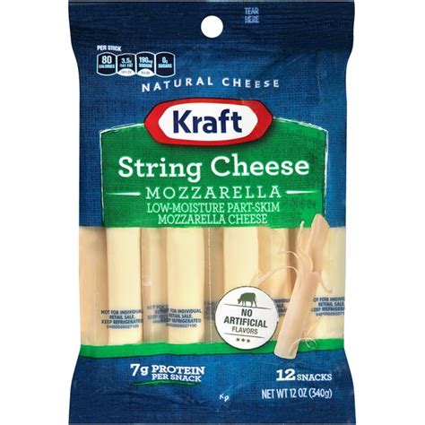See nutrition panel for fat and saturated fat content. Kraft Natural Cheese Snacks Mozzarella String Cheese from ...