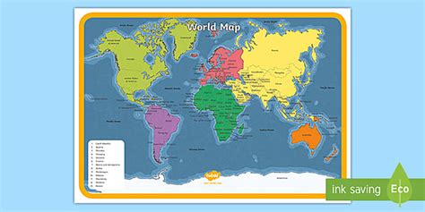 Ks1 Labelled Printable World Map Teacher Made
