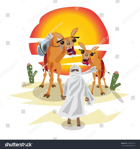Funny card for kids with alpaca and cacti. Desert Camels Vector Illustration Stock Vector 432987220 ...