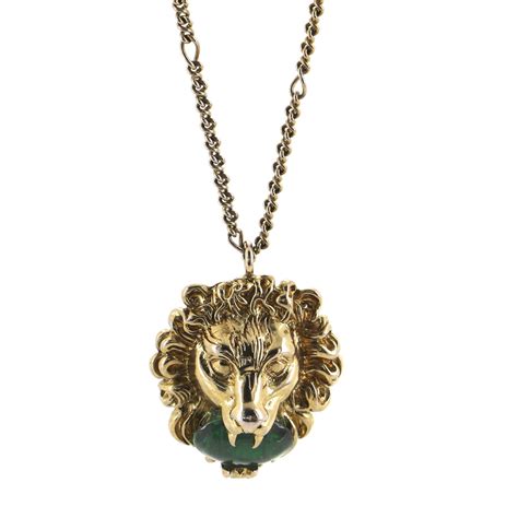 Gucci Lion Head Pendant Necklace Metal And Crystal 843162 Rebag