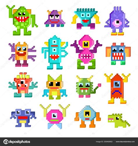 Monster Alien Vector Cartoon Pixel Monstrous Character Of Monstrosity