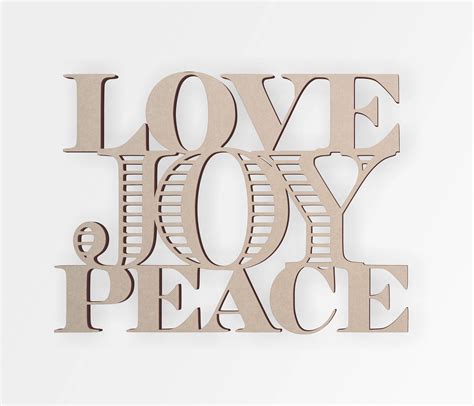 Wooden Love Joy Peace Sign Wooden Cut Out Wall Art Home Etsy