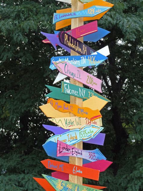 Durable vinyl art poles are innovative reproductions of original hand painted artwork that brighten up the garden! Custom Directional Signs Mileage Signs 12 Long | Etsy ...