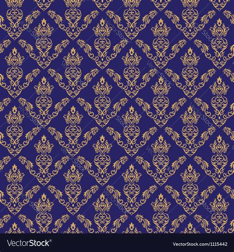 Royal Blue And Gold Damask Wallpaper