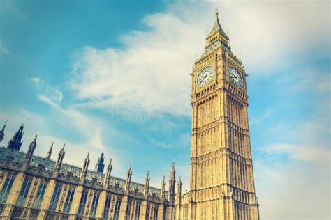 Big Ben And House Of Parliament London Uk Vintage Style Stock Image