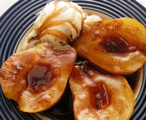 Roasted Pears With Brown Sugar And Vanilla Ice Cream Recipe Baked