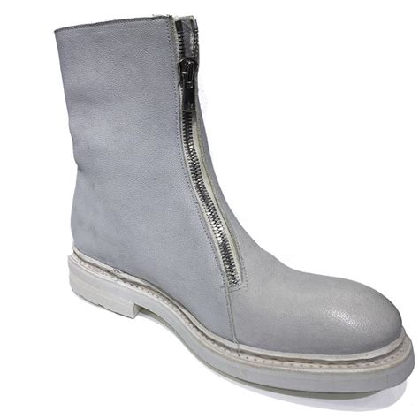 The Last Conspiracy Mens Grey Leather Zip Boots Mens Shoes Lazaro