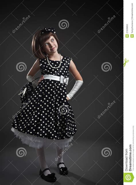 Elegant Old Fashioned Dressed Little Girl Stock Photo Image Of Brown