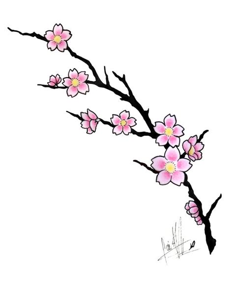 Red Cherry Blossom Flower Drawing