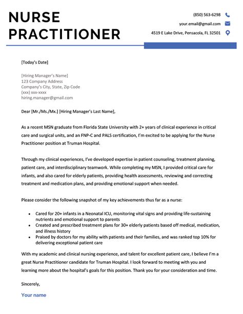 Nurse Practitioner Cover Letter Examples 3 Writing Tips
