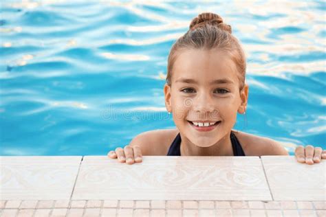 Happy Little Girl In Swimming Pool Stock Photo Image Of Adorable