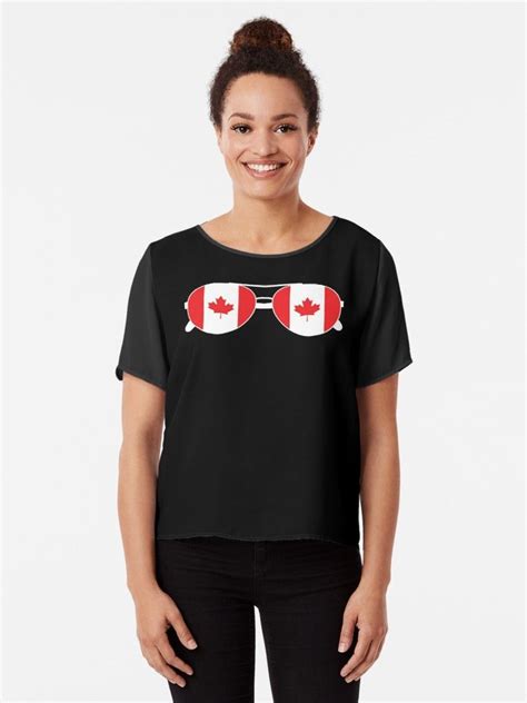 Canadian Flag Canada Sunglasses T Shirt Canada Flag Tee Chiffon Top