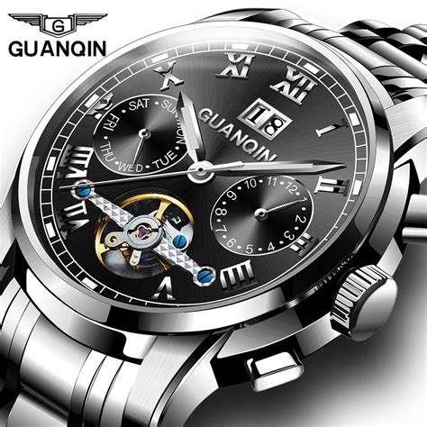 Guanqin Luxury Business Tourbillon Mechanical Watches Men Multifunction