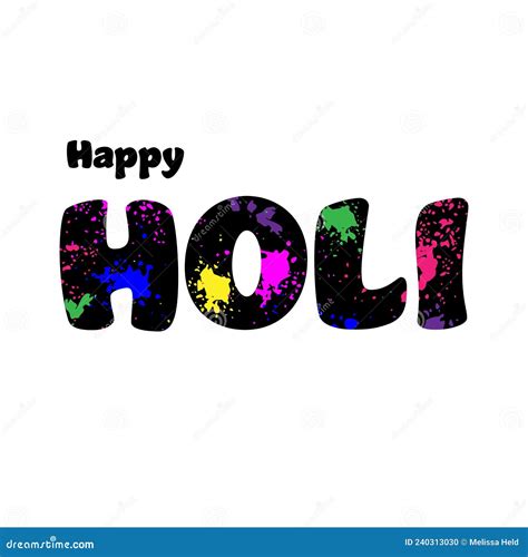 Happy Holi Typography With Colorful Paint Splatter Black Background