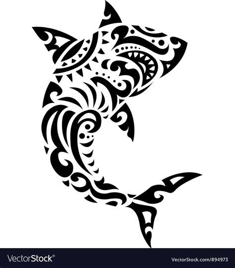 Shark Tribal Tattoo Royalty Free Vector Image Vectorstock