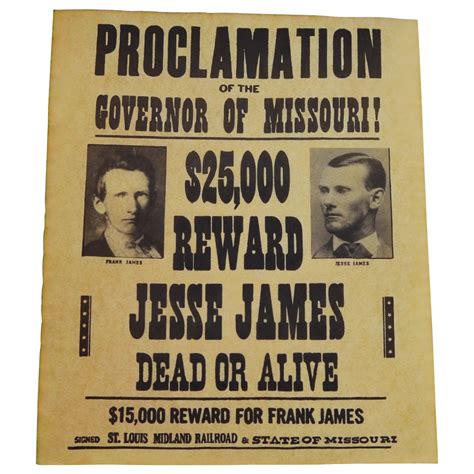 Jesse James Gang Wanted Dead Or Alive Outlaw Poster Treasuregurus