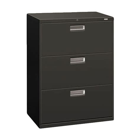 The hon file cabinet has three lateral drawers with adjustable hang rails so you can store your folders according to your preferred filing system. HON 673LS 600 Series Charcoal Three-Drawer Lateral Filing ...