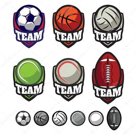 Logos For Sports Teams With Different Balls — Stock Vector
