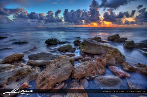 Blowing Rocks Ocean Sunrise At Jupiter Florida