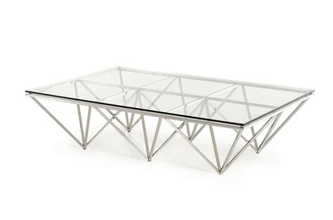 Contemporary large glass coffee table, gold by homecraftdecor. Modrest Newark Contemporary Rectangular Glass Coffee Table