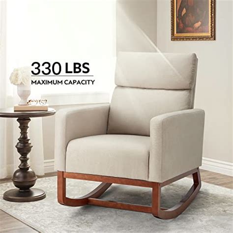 Avawing Living Room Rocking Chair Comfortable Fabric Rocker Padded