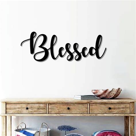 Blessed Script Metal Word Sign Rustic Metal Blessed Sign Etsy