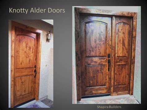 The photo shown of the door may not be in the knotty alder material, but rest assured, the door can be made in that material. Knotty Alder Wood Doors | Shapira Builders